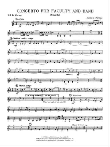 Concerto for Faculty and Band: 3rd B-flat Cornet