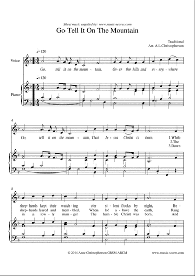 Go Tell it on the Mountain - Voice and Piano