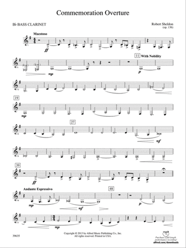 Commemoration Overture: B-flat Bass Clarinet