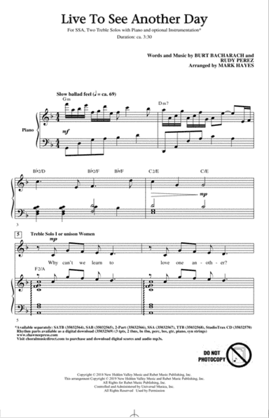 Live To See Another Day (arr. Mark Hayes)