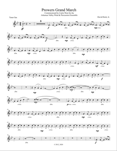 Prowers Grand March - Tenor Saxophone