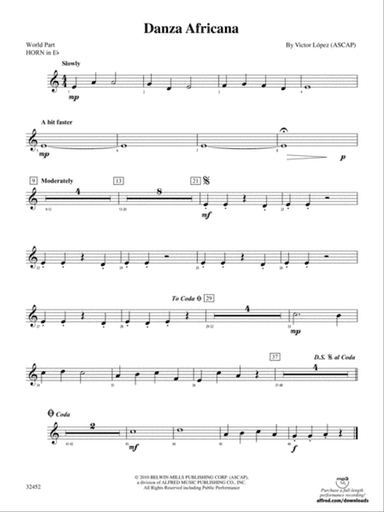 Danza Africana: (wp) 1st Horn in E-flat