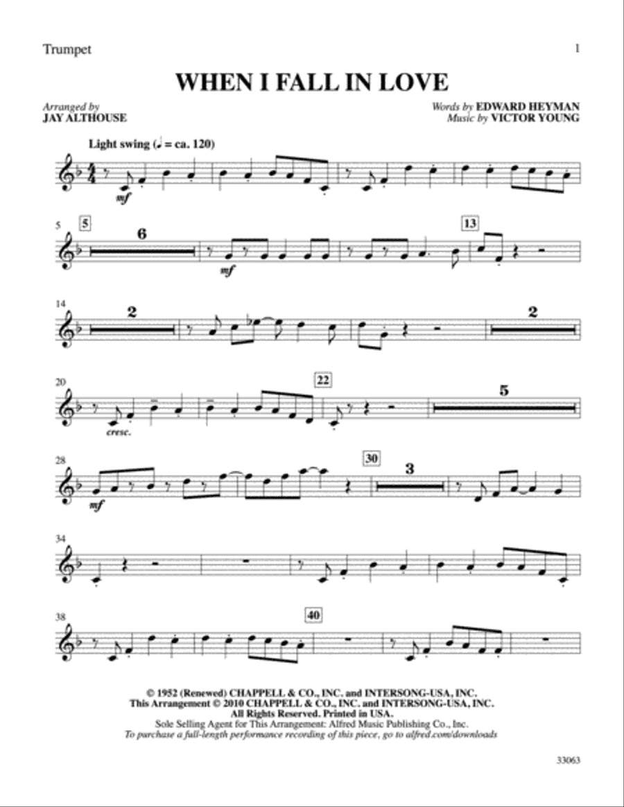 When I Fall in Love: 1st B-flat Trumpet