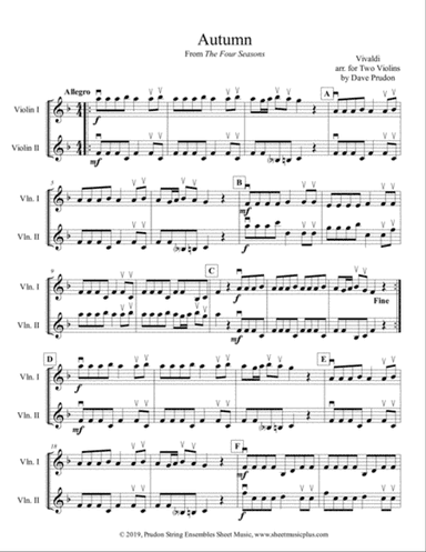 Vivaldi Autumn (Allegro) for Two Violins