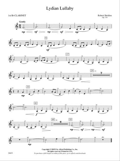 Lydian Lullaby: 1st B-flat Clarinet
