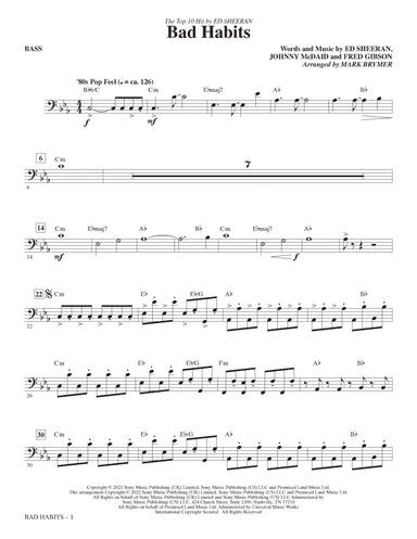 Bad Habits (arr. Mark Brymer) - Bass