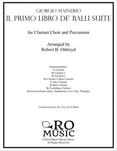 Selections from Il primo libro de' balli for Clarinet Choir