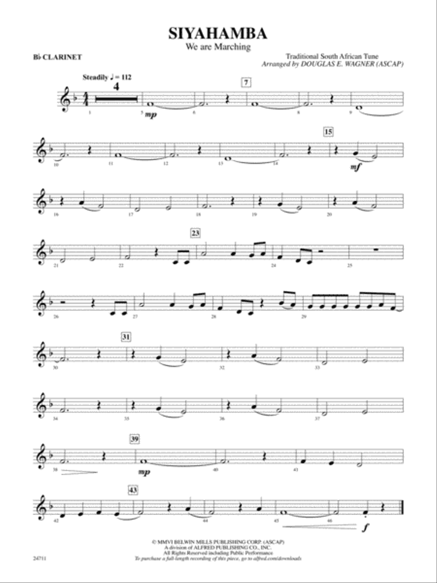 Siyahamba (We Are Marching): 1st B-flat Clarinet
