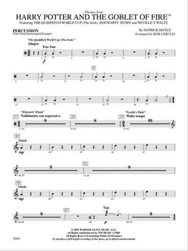 Harry Potter and the Goblet of Fire,™ Themes from: 1st Percussion