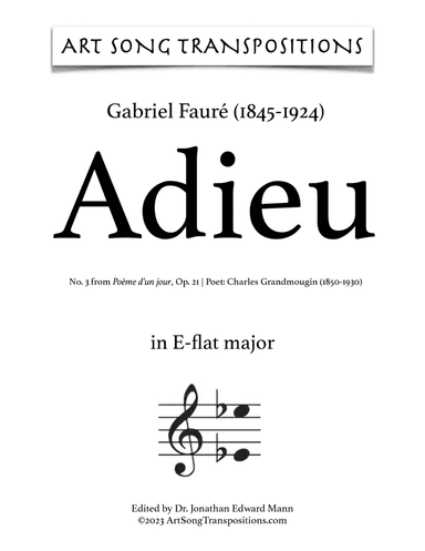 FAURÉ: Adieu, Op. 21 no. 3 (transposed to E-flat major)