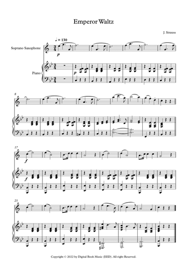 Emperor Waltz - Johann Strauss Jr. (Soprano Sax + Piano)