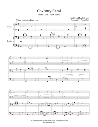 Coventry Carol (late elementary student/teacher piano duet)