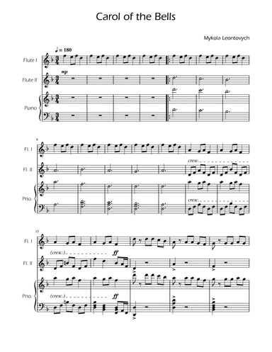 Carol of the Bells - Flute Duet w/ Piano