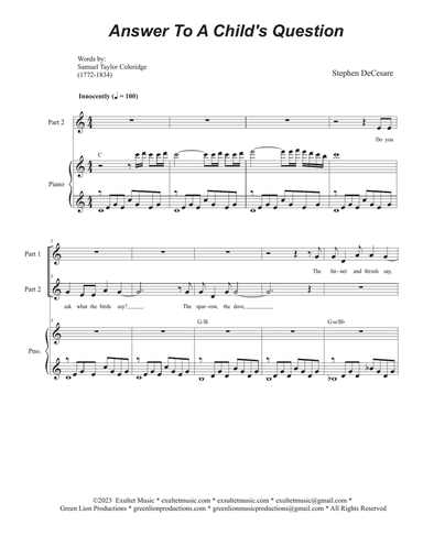 Answer To A Child's Question (2-part choir)