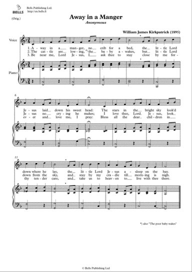 Away in a Manger (Duet) (Original key. F Major)