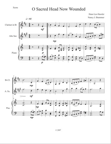 O Scared Head Now Wounded for Clarinet, Alto Sax and Piano