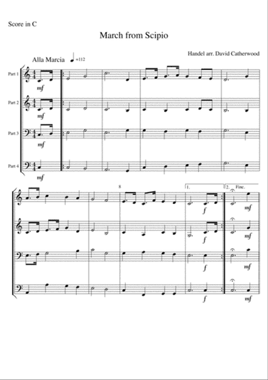 March from Scipio (Handel) arranged for Flexible ensemble by David Catherwood
