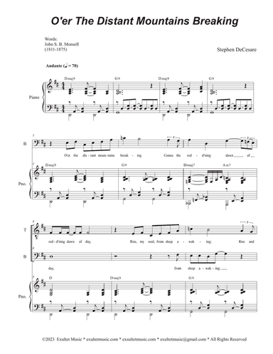 O'er The Distant Mountains Breaking (2-part choir - (TB)