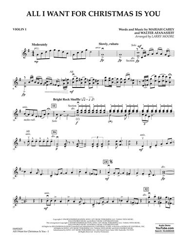 All I Want for Christmas Is You (arr. Larry Moore) - Violin 1