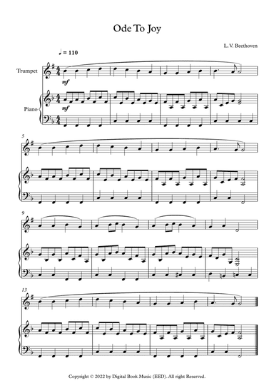 Ode To Joy - Ludwig Van Beethoven (Trumpet + Piano)