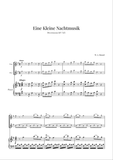 Eine Kleine Nachtmusik for Flute, Oboe and Piano