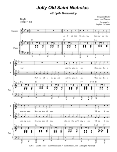Jolly Old Saint Nicholas (with "Up On The Housetop") (for 2-part choir - (SA)