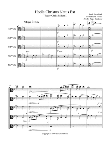 Hodie Christus Natus Est (Viola Quintet)