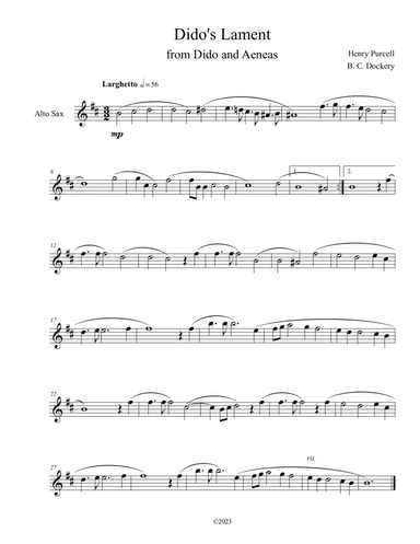 Dido's Lament (Alto Sax Solo)
