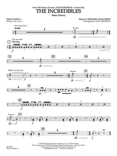 The Incredibles (Main Theme) (arr. Paul Murtha) - Percussion 2