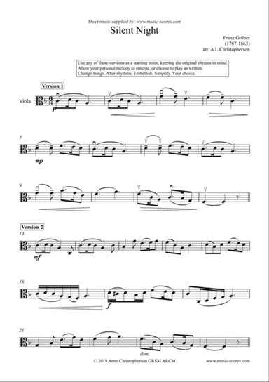 Silent Night - Solo Viola