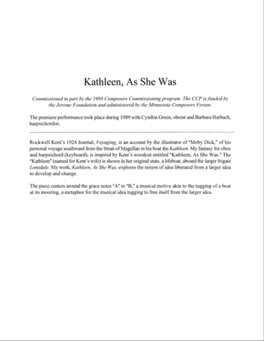 Kathleen, As She Was (Downloadable)