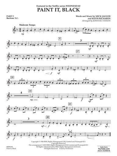 Paint It, Black (arr. Johnnie Vinson) - Pt.5 - Baritone T.C.