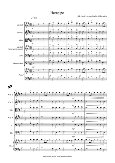 Hornpipe from Handel's Water Music for String Orchestra