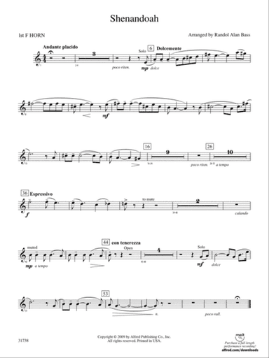 Shenandoah: 1st F Horn