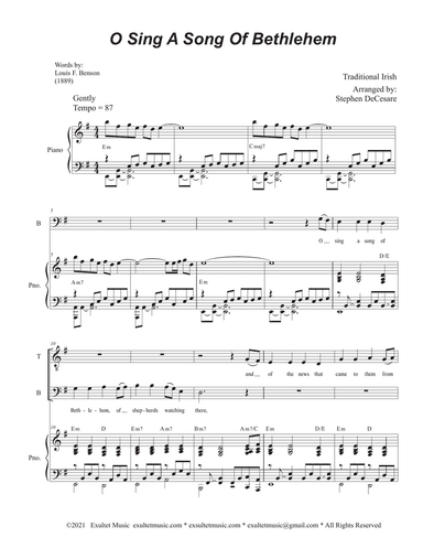 O Sing A Song Of Bethlehem (2-part choir - (TB)