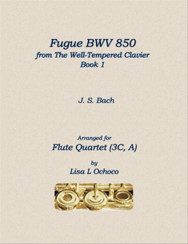 Fugue BWV 850 from The Well-Tempered Clavier, Book 1 for Flute Quartet (3C, A)