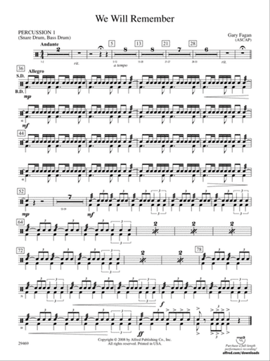 We Will Remember: 1st Percussion