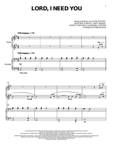 Lord, I Need You (arr. Phillip Keveren)