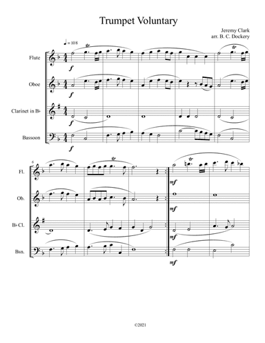 Trumpet Voluntary for Woodwind Quartet