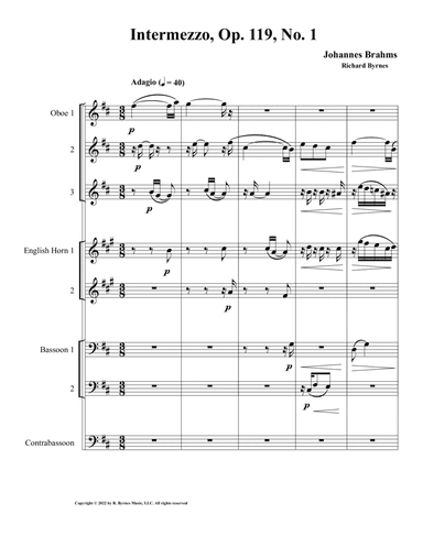 Intermezzo, Op. 119, No. 1 (Double Reed Octet)
