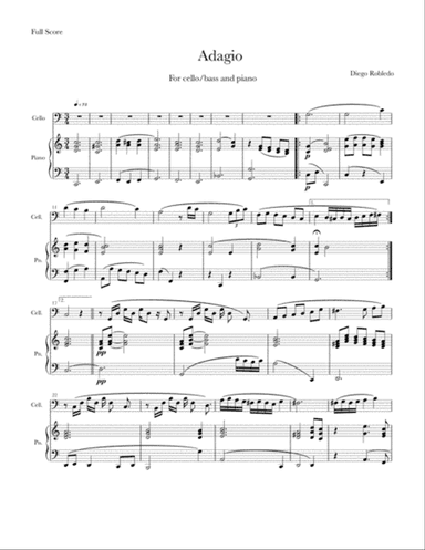 Adagio for cello or bass and piano