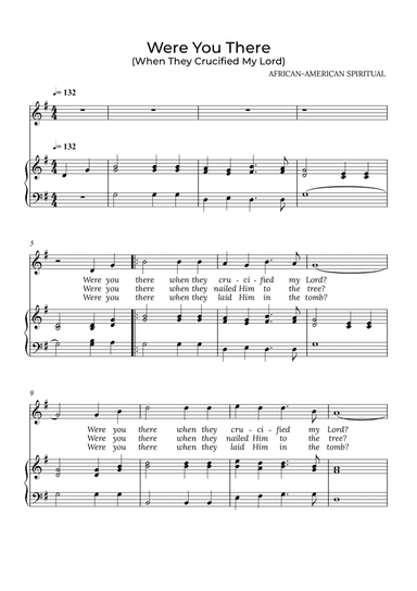 Were You There - for piano and soprano in G major