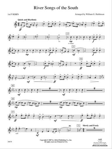 River Songs of the South: 1st F Horn