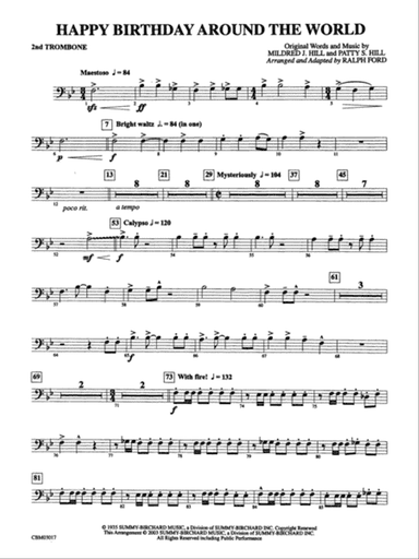 Happy Birthday Around the World: 2nd Trombone