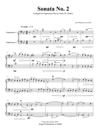 Loeillet: Sonata No. 2 for Euphonium Duo