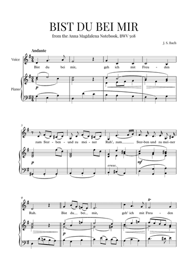 Bist du Bei Mir (F-sharp Major)