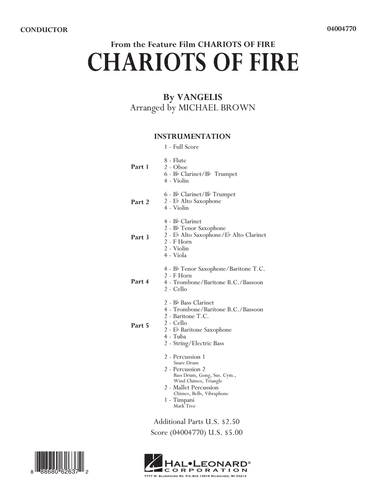 Chariots of Fire - Conductor Score (Full Score)