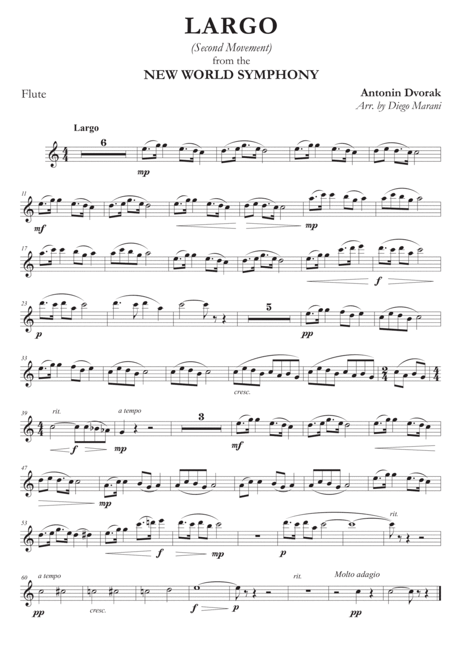 Largo from "New World Symphony" for Flute and Piano
