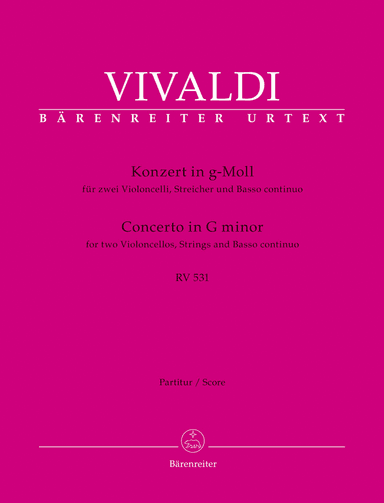 Concerto for two Violoncellos, Strings and Basso continuo in G minor RV 531