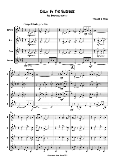 Down By The Riverside - SATB Saxophone Quartet